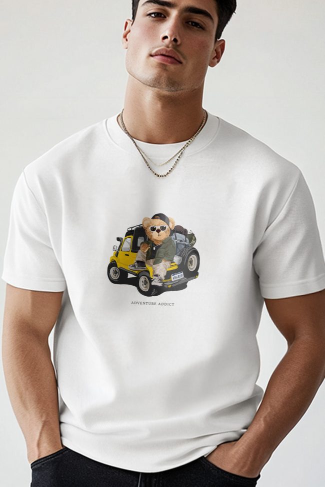 Adventure Addict Teddy, T-Shirt σε Λευκό Χρώμα