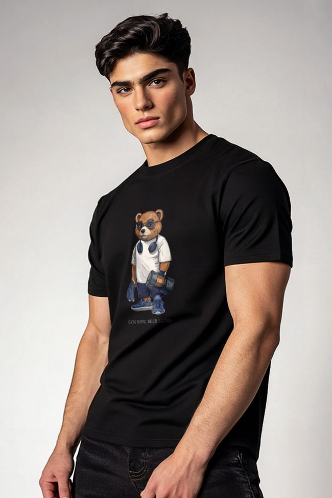Gym First Teddy, T-Shirt σε Μαύρο Χρώμα
