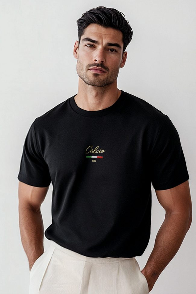 Golden Calcio Italian Stripe, T-Shirt σε Μαύρο Χρώμα