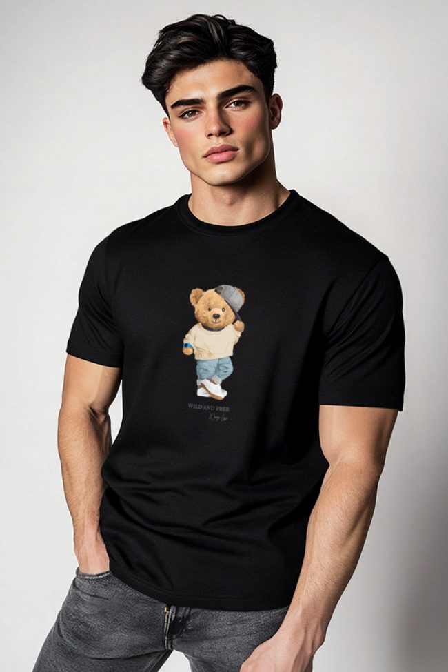 Wild And Free Teddy, T-Shirt σε Μαύρο Χρώμα
