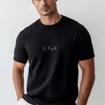 No Regrets Calligraphy, T-Shirt σε Μαύρο Χρώμα