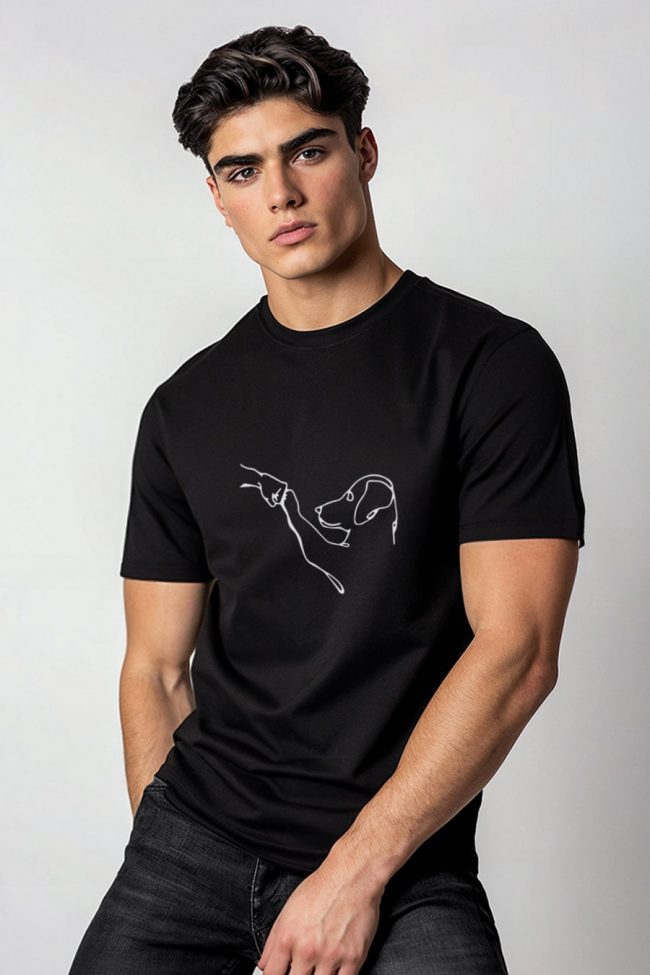 Dog High Five, T-Shirt σε Μαύρο Χρώμα