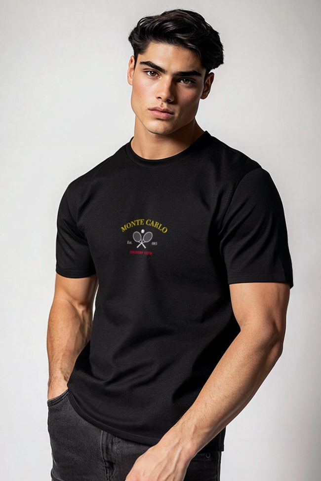 Monte Carlo Tennis Club, T-Shirt σε Μαύρο Χρώμα