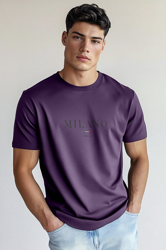 Milano Italia Stripe, T-Shirt σε Μωβ Χρώμα