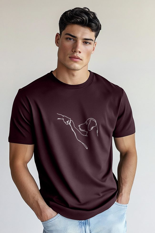 Dog High Five, T-Shirt σε Μπορντώ Χρώμα