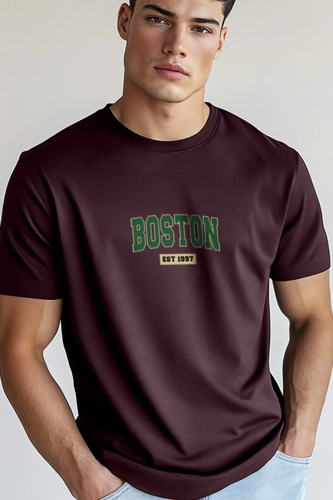 Boston Vintage, T-Shirt σε Μπορντώ Χρώμα