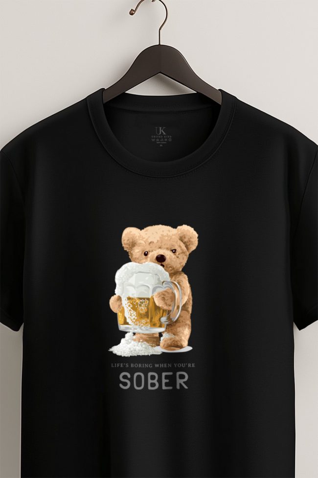 Love My Beer Teddy, T-Shirt σε Μαύρο Χρώμα