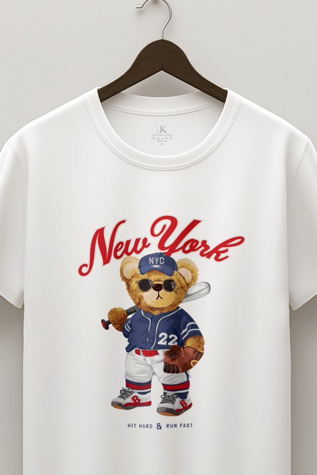 Hard Hitting Teddy, T-Shirt σε Λευκό Χρώμα