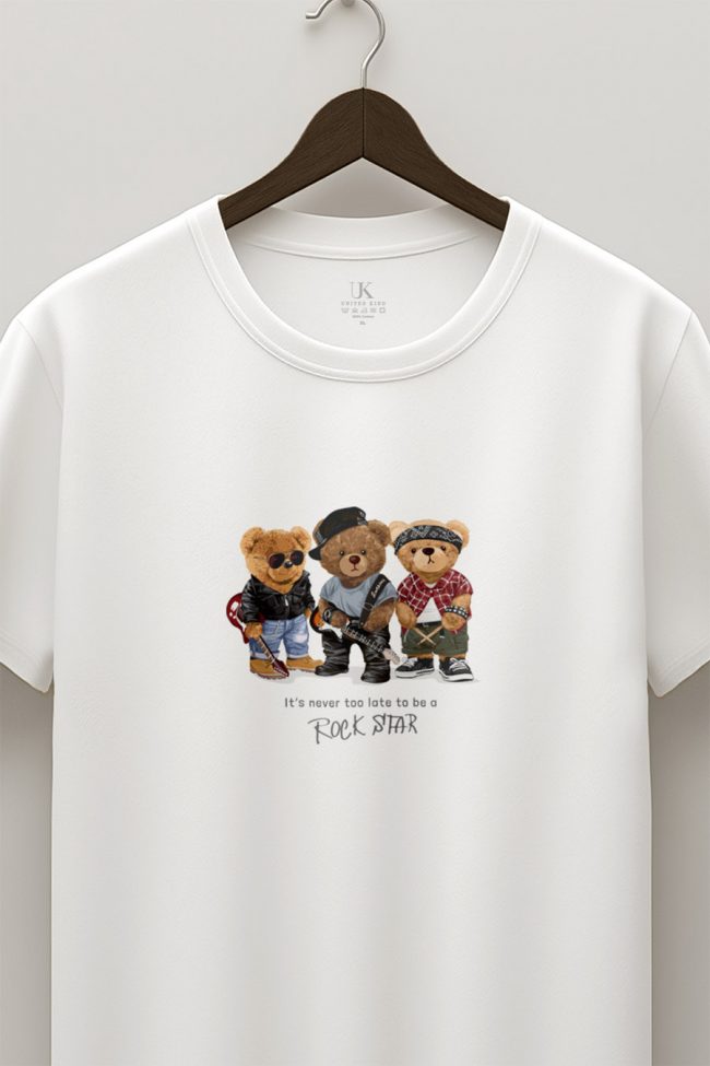 Rock Star Teddy, T-Shirt σε Λευκό Χρώμα