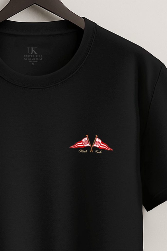 Monaco Flag Minimal, T-Shirt σε Μαύρο Χρώμα