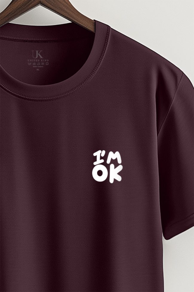 I Am Ok, T-Shirt σε Μπορντώ Χρώμα