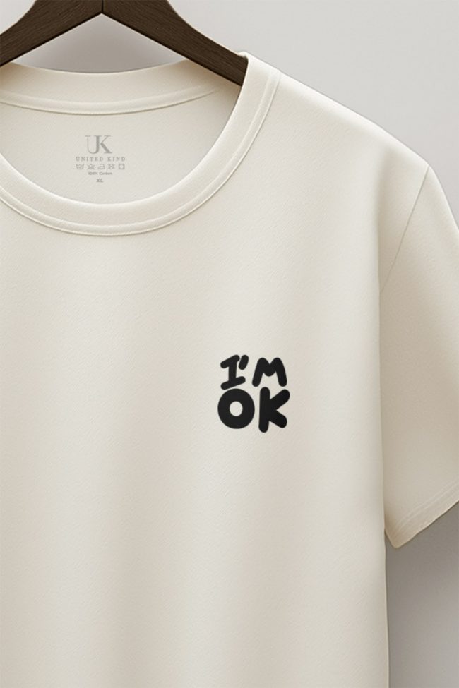 I Am Ok, T-Shirt σε Εκρού Χρώμα