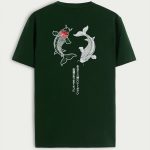 Yin Yang Koi Fish, T-Shirt σε Πράσινο Χρώμα