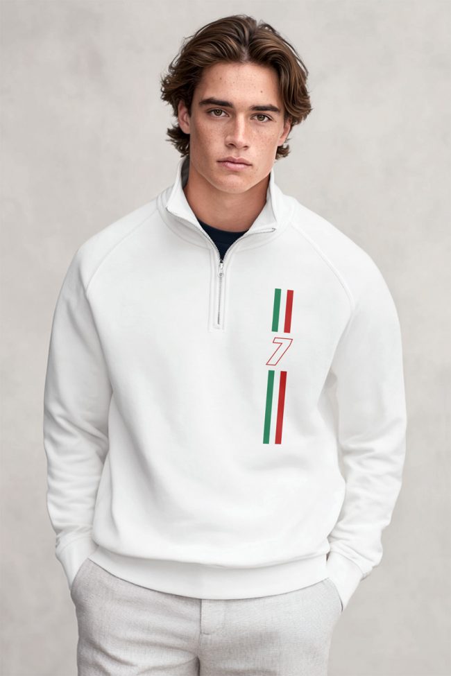 Italia Seven Stripes, Φούτερ σε Λευκό Χρώμα