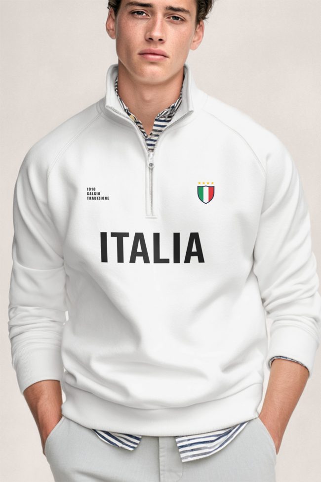 Italia Bold, Φούτερ σε Λευκό Χρώμα