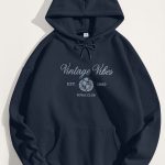 Vintage Vibes Royal Club, Φούτερ με Κουκούλα σε Μπλε Χρώμα