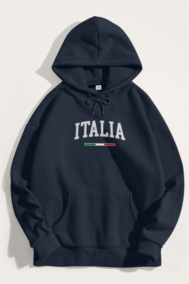 Italia Classic, Φούτερ με Κουκούλα σε Μπλε Χρώμα