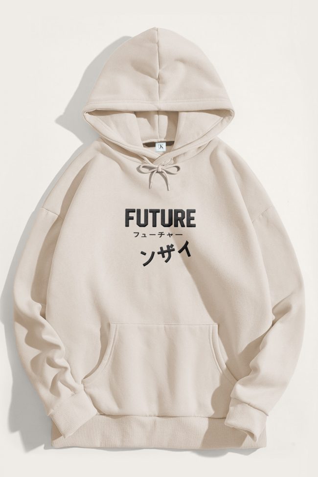 Black Future, Φούτερ με Κουκούλα σε Εκρού Χρώμα