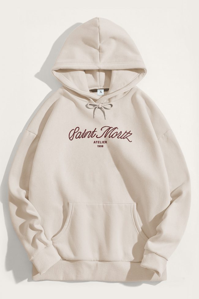 Saint Moritz Atelier, Φούτερ με Κουκούλα σε Εκρού Χρώμα