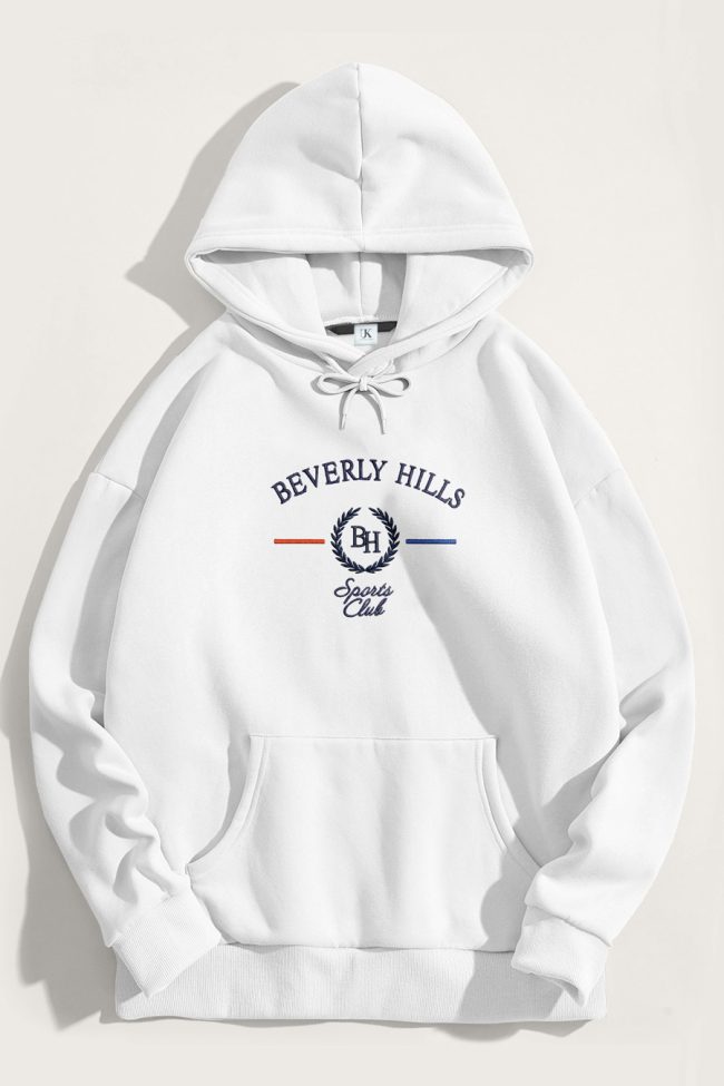 Beverly Hills Sports Club, Φούτερ με Κουκούλα σε Λευκό Χρώμα