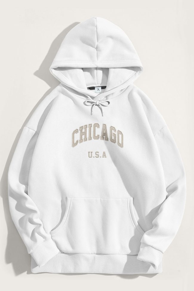 Chicago State, Φούτερ με Κουκούλα σε Λευκό Χρώμα