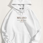 Milano Italia Flag, Φούτερ με Κουκούλα σε Λευκό Χρώμα