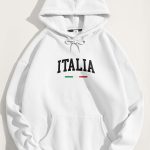 Italia Classic, Φούτερ με Κουκούλα σε Λευκό Χρώμα