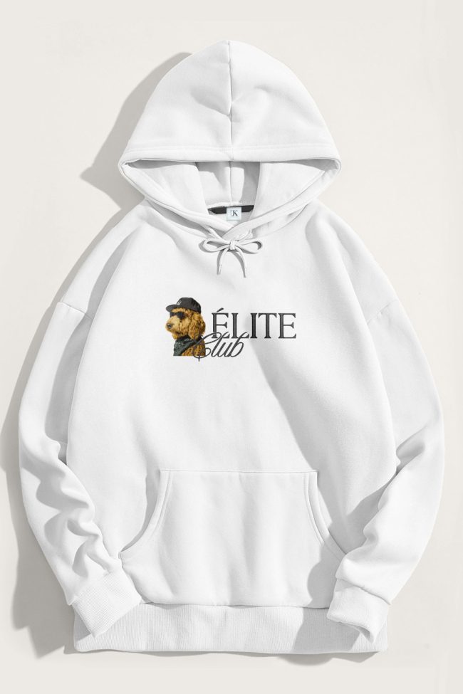 Elite Doodle, Φούτερ με Κουκούλα σε Λευκό Χρώμα