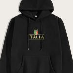 Italia Gold Stars, Φούτερ με Κουκούλα σε Μαύρο Χρώμα