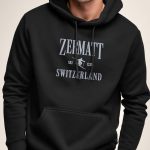 Zermatt Switzerland, Φούτερ με Κουκούλα σε Μαύρο Χρώμα