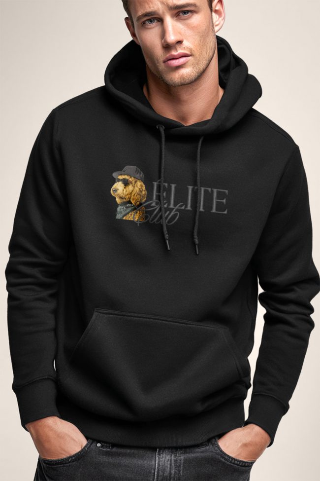 Elite Doodle, Φούτερ με Κουκούλα σε Μαύρο Χρώμα