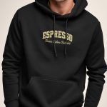 Espresso First, Φούτερ με Κουκούλα σε Μαύρο Χρώμα