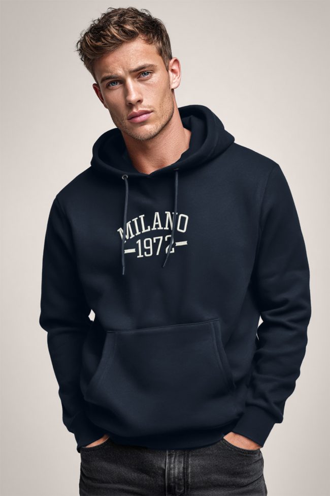 Milano Vintage, Φούτερ με Κουκούλα σε Μπλε Χρώμα
