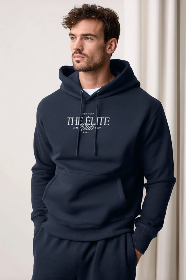 Elite Club, Φούτερ με Κουκούλα σε Μπλε Χρώμα