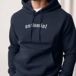Antisocial Vibe, Φούτερ με Κουκούλα σε Μπλε Χρώμα