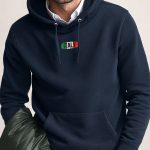 Italia Modern Brush, Φούτερ με Κουκούλα σε Μπλε Χρώμα