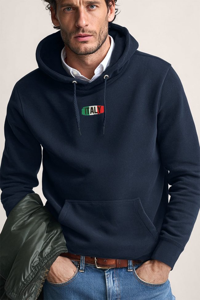 Italia Modern Brush, Φούτερ με Κουκούλα σε Μπλε Χρώμα