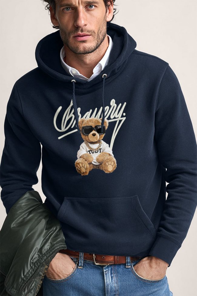 Bravery Teddy, Φούτερ με Κουκούλα σε Μπλε Χρώμα
