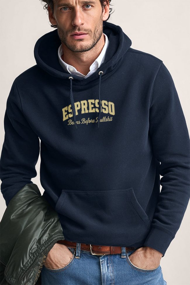 Espresso First, Φούτερ με Κουκούλα σε Μπλε Χρώμα