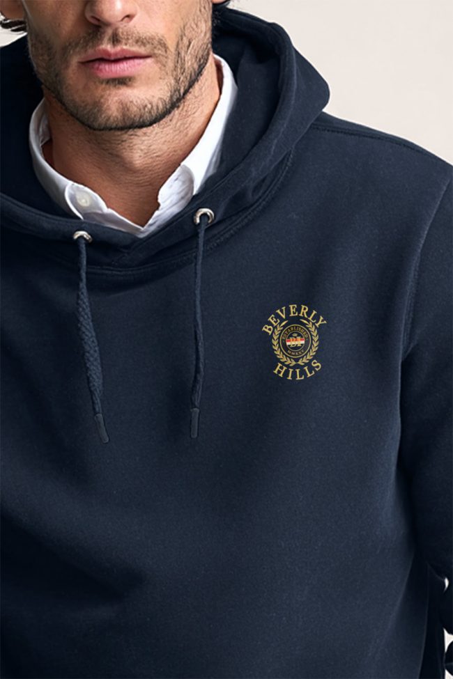 Beverly Hills Emblem, Φούτερ με Κουκούλα σε Μπλε Χρώμα