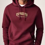 Espresso First, Φούτερ με Κουκούλα σε Μπορντώ Χρώμα