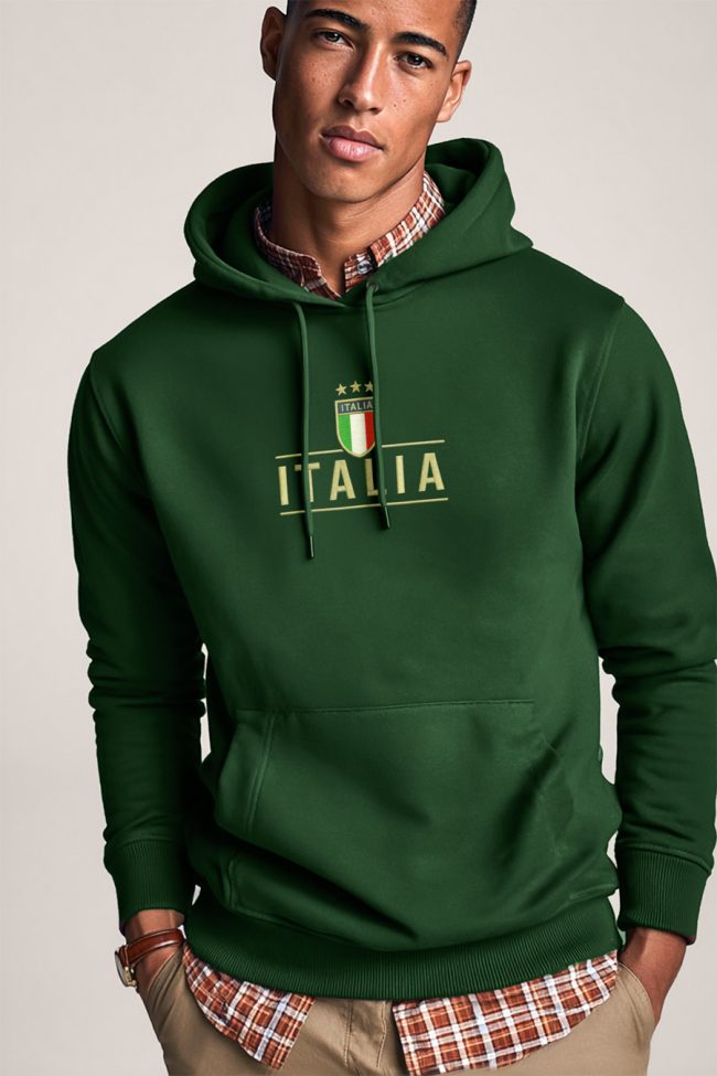 Italia Gold Stars, Φούτερ με Κουκούλα σε Πράσινο Χρώμα