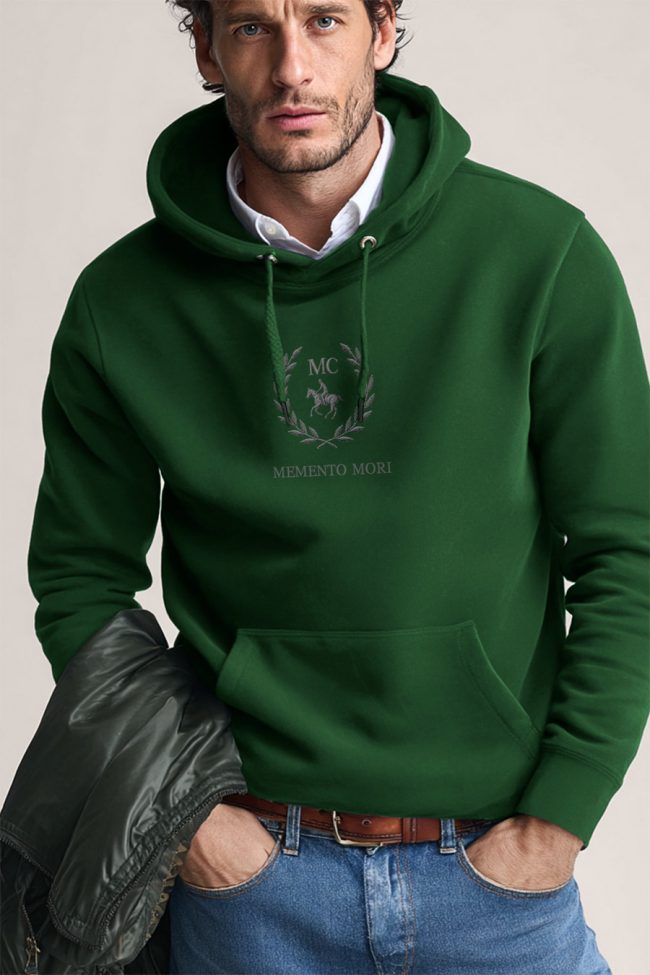 Equestrian Crest, Φούτερ με Κουκούλα σε Πράσινο Χρώμα