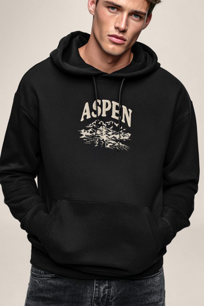Aspen, Φούτερ με Κουκούλα σε Μαύρο Χρώμα