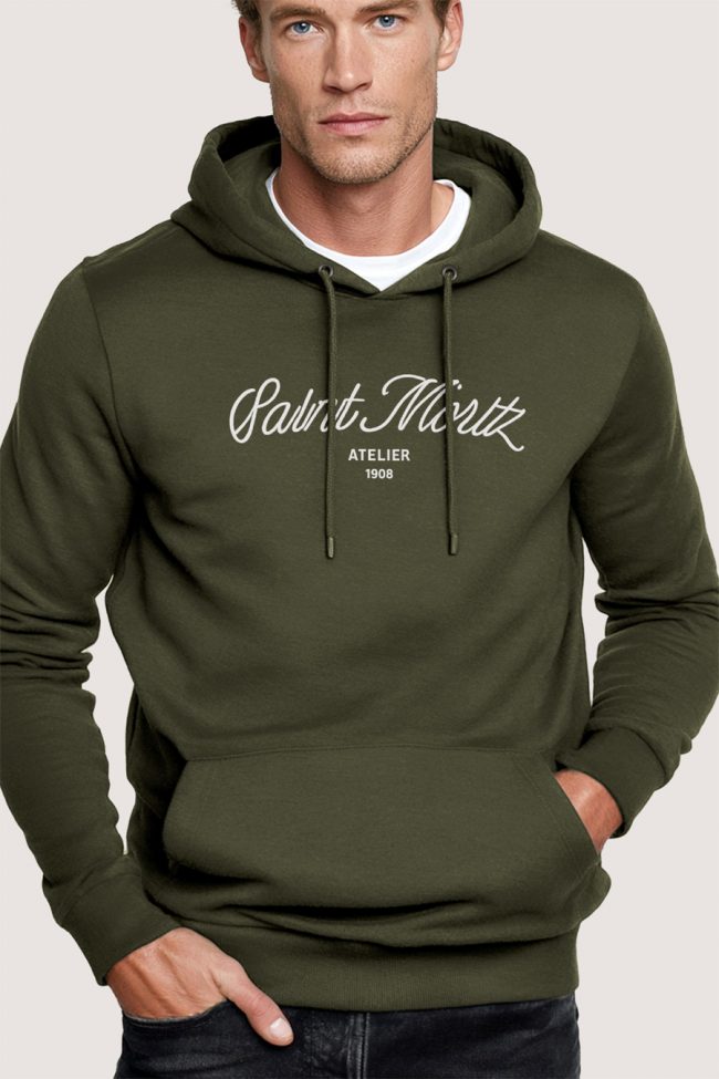 Saint Moritz Atelier, Φούτερ με Κουκούλα σε Χακί Χρώμα