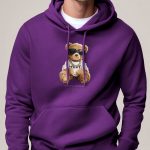 Bling Teddy, Φούτερ με Κουκούλα σε Μωβ Χρώμα