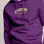 Espresso First, Φούτερ με Κουκούλα σε Μωβ Χρώμα