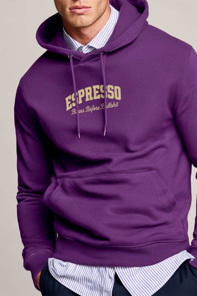 Espresso First, Φούτερ με Κουκούλα σε Μωβ Χρώμα