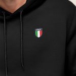 Italy Crest, Φούτερ με Κουκούλα σε Μαύρο Χρώμα