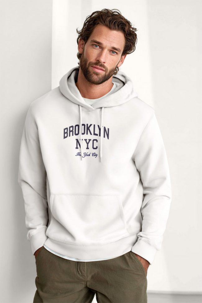 Brooklyn District, Φούτερ με Κουκούλα σε Λευκό Χρώμα
